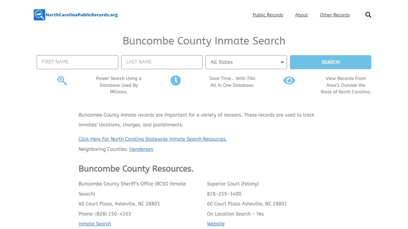 Buncombe County Inmate Search - BCSO Current & Past Jail Records